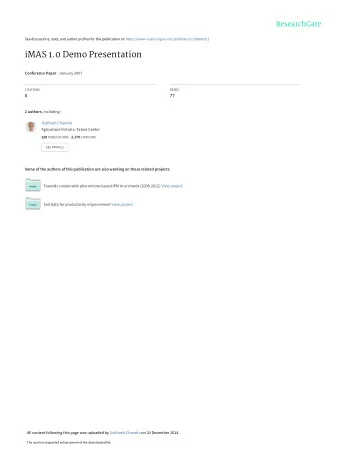 iMAS 1.0 Demo Presentation Conference Paper  January 2007  CITATIONS  READS  0  77 2 authors ,
