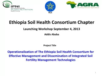 Ethiopia Soil Health Consortium Chapter Launching Workshop September 4, 2013 Addis Ababa  Project