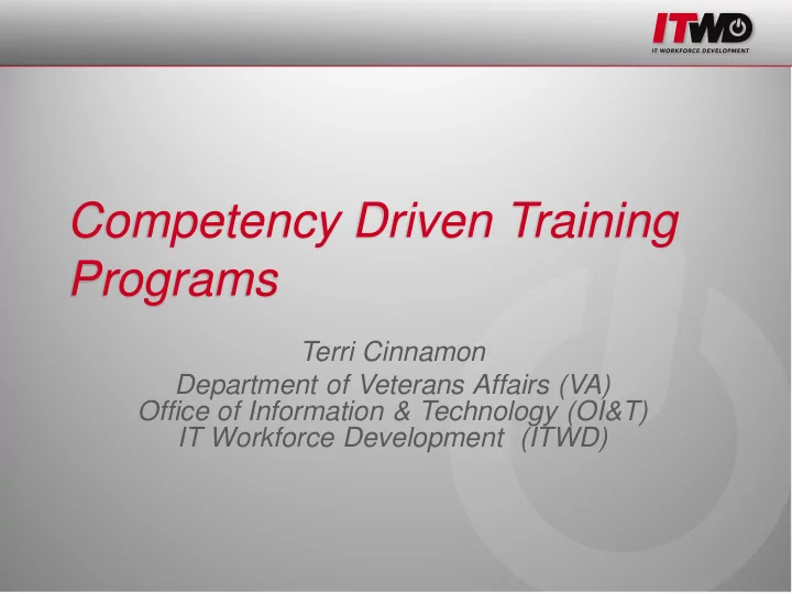 competency driven training programs