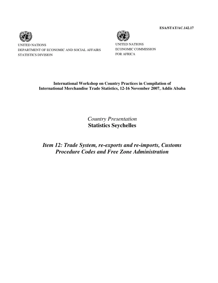 country presentation statistics seychelles item 12 trade