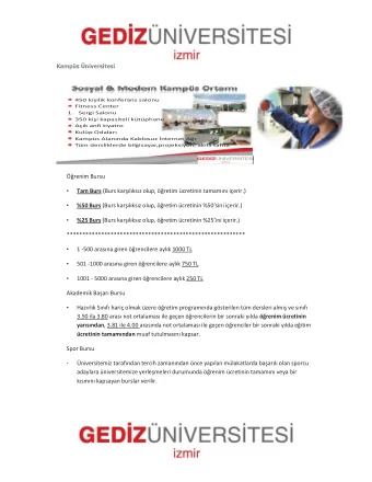 Kamps niversitesi  450 kiilik konferans salonu  Fitness Center  1.  Sergi Salonu  350 kii