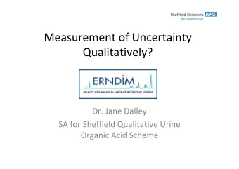 Measurement of Uncertainty  Qualitatively?  Dr. Jane Dalley  SA for Sheffield Qualitative Urine