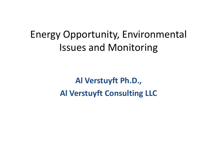 energy opportunity environmental e o i e i l issues and