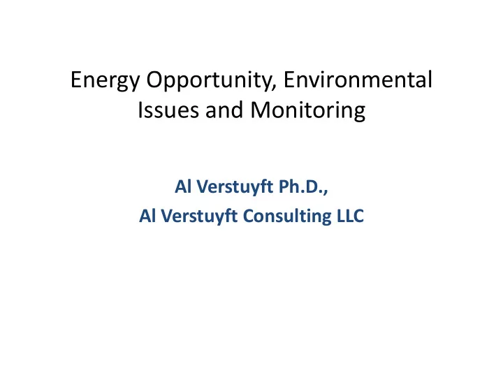 energy opportunity environmental e o i e i l issues and