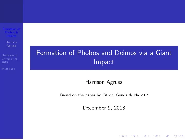 formation of phobos and deimos via a giant