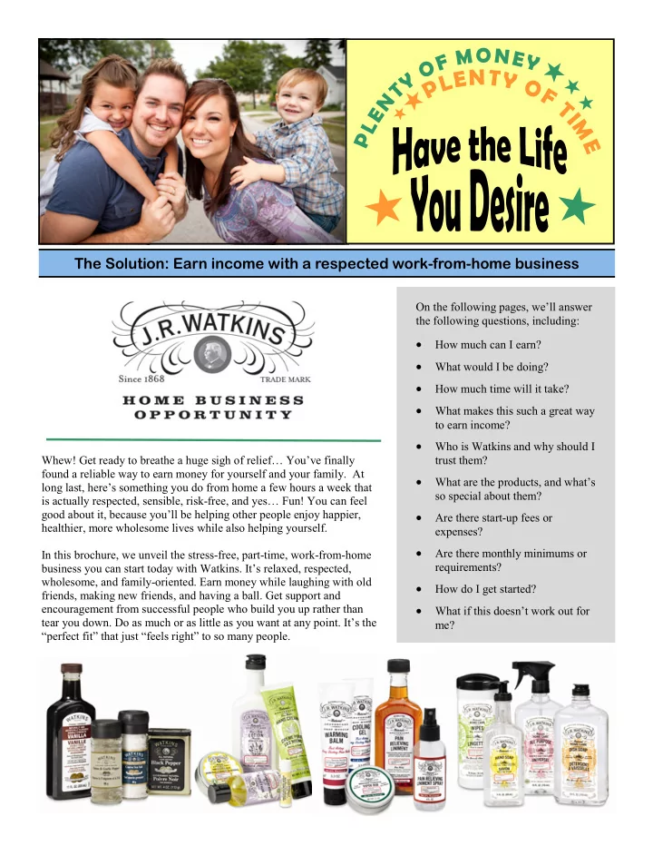the solution earn income with a respected work from home
