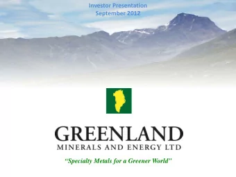 Investor Presentation September 2012  Specialty Metals for a Greener World Important Notice