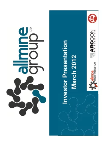 Investor Presentation  March 2012  Disclaimer  Presentation of general background  This document