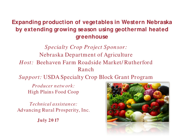 specialty crop project sponsor nebraska department of