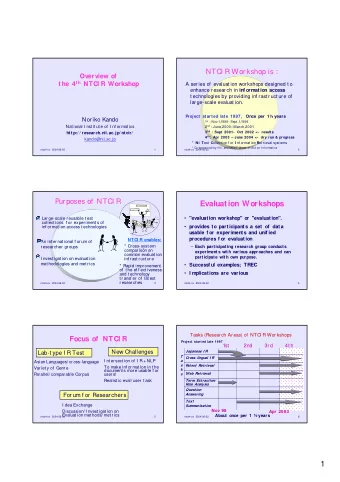 1 NTCI R   Tasks of  NTCI R- 4  D  o  c  u  m  e  n  t  s  t  o  p  i  c