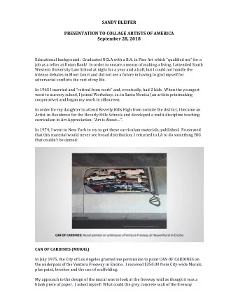 SANDY  BLEIFER      PRESENTATION  TO  COLLAGE  ARTISTS  OF  AMERICA