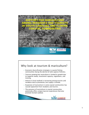 Julie Davis  Julie Davis  South Carolina Sea Grant Consortium  Willia  William C. Norma  C. Norman
