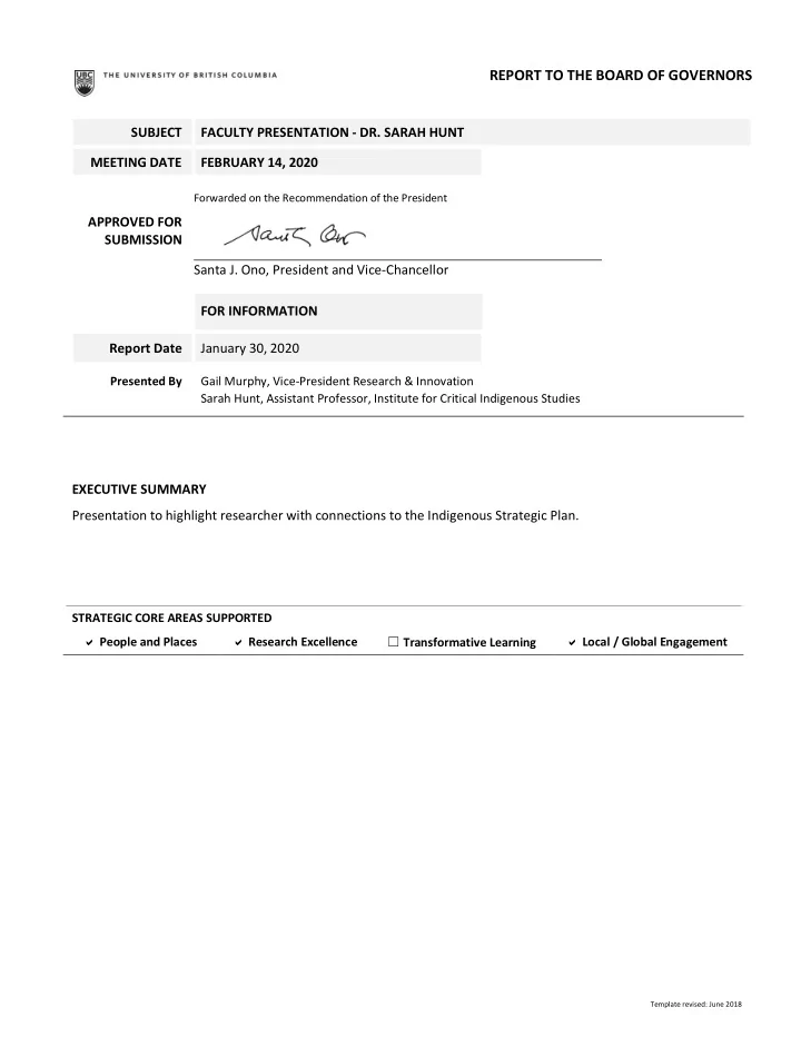 report to the board of governors