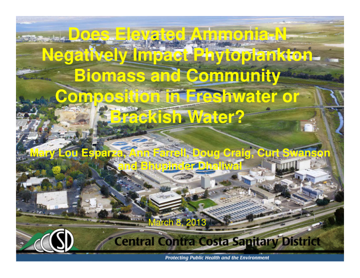does elevated ammonia n negatively impact phytoplankton