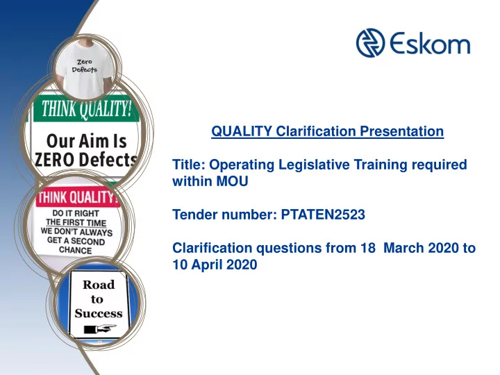tender information project title operating legislative