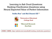 learning to ask good questions ranking clarification