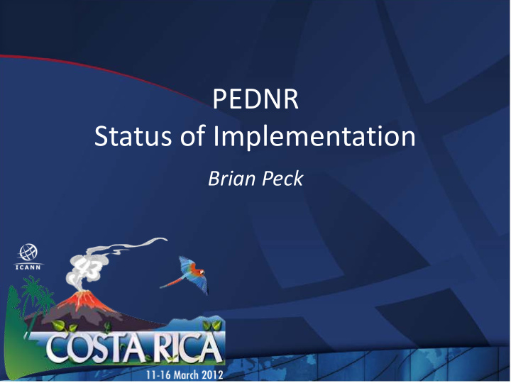 pednr status of implementation