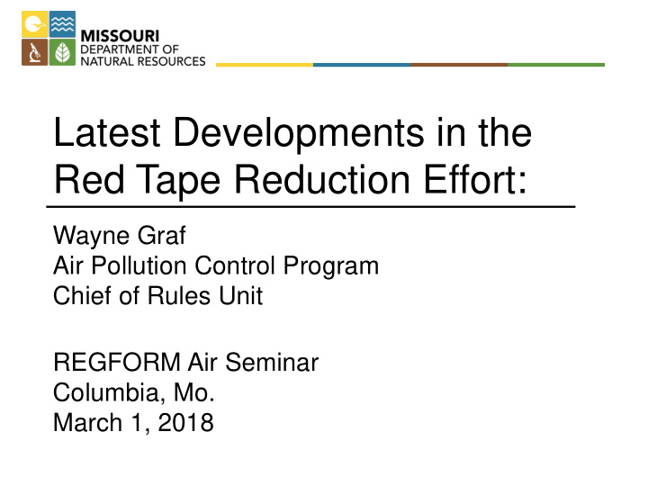 latest developments in the red tape reduction effort