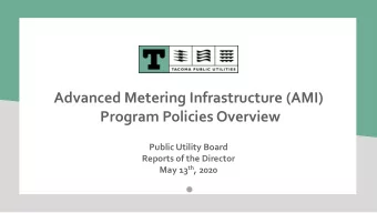 Advanced Metering Infrastructure (AMI)  Program Policies Overview  Public Utility Board  Reports of
