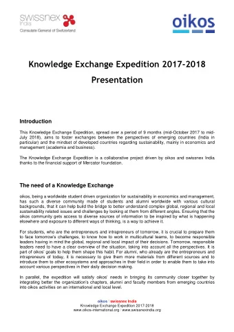 Knowledge Exchange Expedition 2017-2018 Presentation  Introduction  This Knowledge Exchange