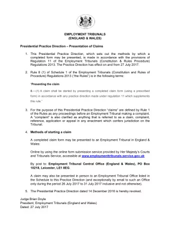 this rule.  3. For the purpose of this Presidential Practice Direction claims are defined