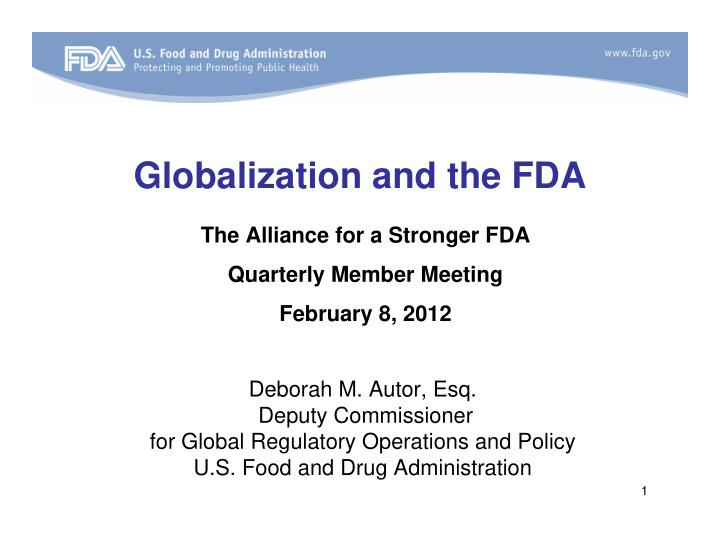 globalization and the fda