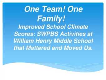 One Team! One Family!  Improved School Climate  Scores: SWPBS Activities at  William Henry Middle
