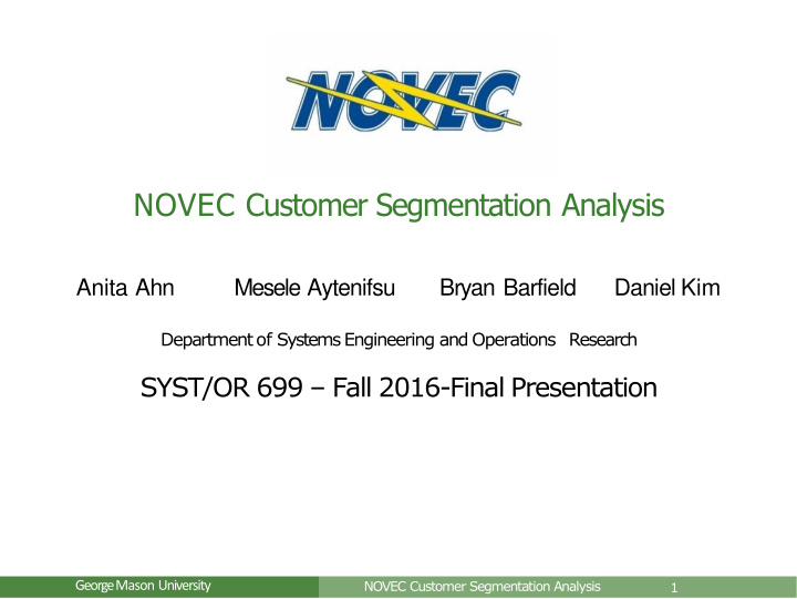 novec customer segmentation analysis