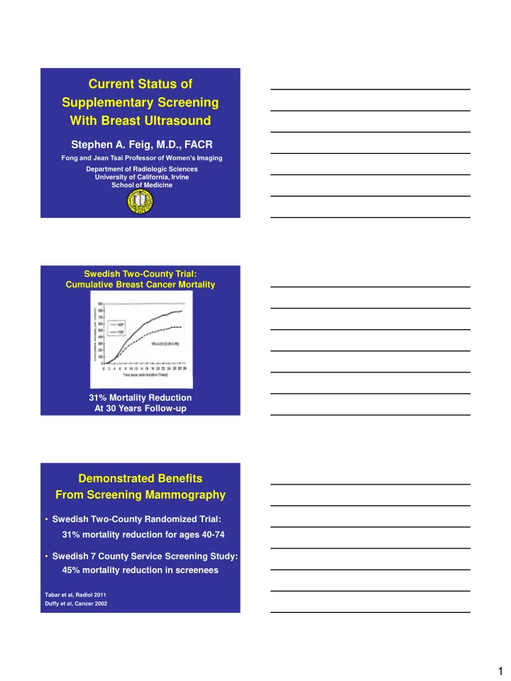 current status of supplementary screening with breast