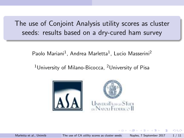 the use of conjoint analysis utility scores as cluster