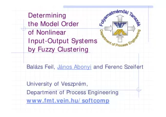 Determining  the Model Order  of Nonlinear  Input-Output Systems  by Fuzzy Clustering  Balzs
