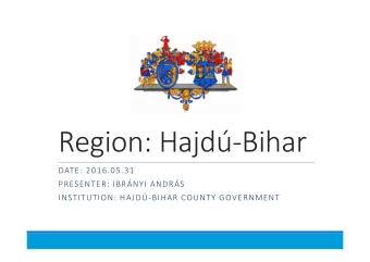 Region: Hajd-Bihar  DATE: 2016.05.31  PRESENTER: IBRNYI ANDRS  INSTITUTION: HAJD-BIHAR