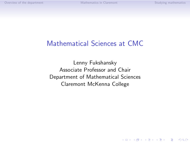 mathematical sciences at cmc