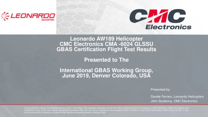 leonardo aw189 helicopter cmc electronics cma 6024 glssu