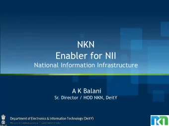 Enabler for NII  National Information Infrastructure  A K Balani Sr. Director / HOD NKN, DeitY  1