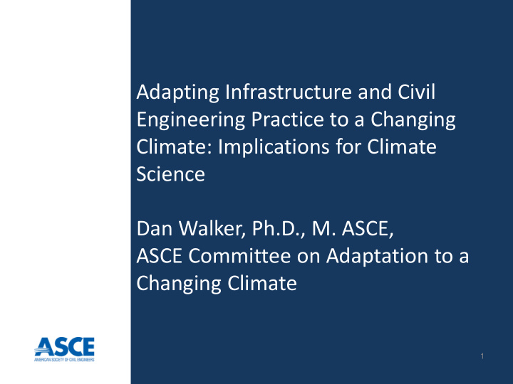 adapting infrastructure and civil engineering practice to