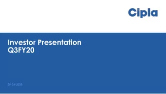 Q3FY20  05-02-2020  Disclaimer  Except for the historical information contained herein, statements
