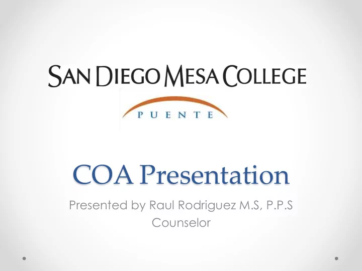 coa presentation