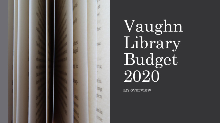 vaughn library budget
