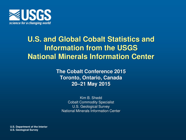 u s and global cobalt statistics and information from the