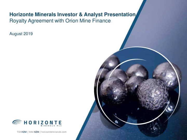 horizonte minerals investor analyst presentation