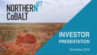 INVESTOR  PRESENTATION  November 2018  DISCLAIMER AND COMPETENT PERSONS STATEMENT  This