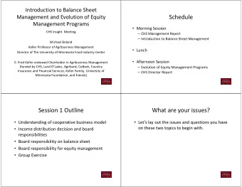 Schedule Management and Evolution of Equity Management Programs  Morning Session CHS Insight