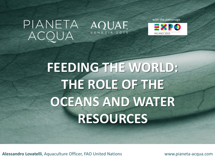 feeding the world the role of the oceans and water