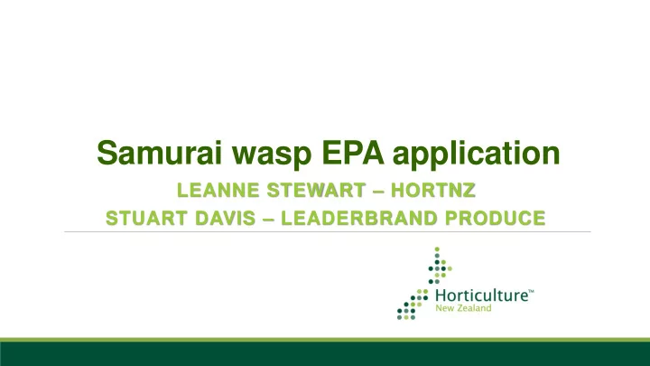 samurai wasp epa application