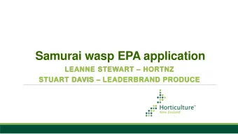 Samurai wasp EPA application LEANNE STEWART  HORTNZ STUART DAVIS  LEADERBRAND PRODUCE