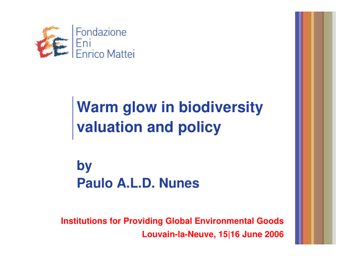 warm glow in biodiversity valuation and policy