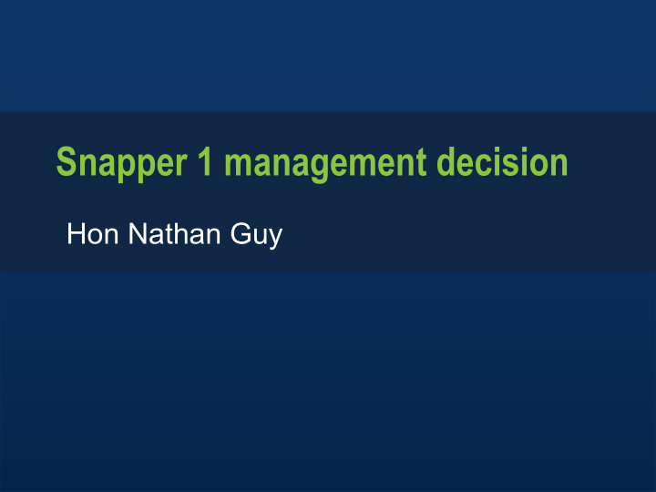 snapper 1 management decision