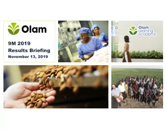 9M 2019  Results Briefing  November 13, 2019  Presenters  Sunny Verghese  A. Shekhar  N. Muthukumar