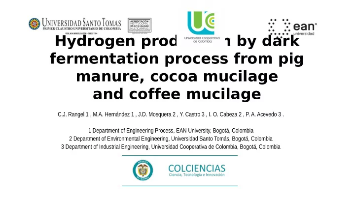 hydrogen production by dark fermentation process from pig